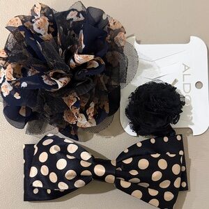 Aldo Black and Gold Floral Hair Accessory Trio
